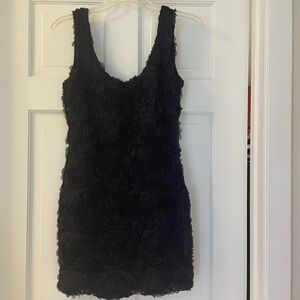 Elegant Midnight Blue Floral Textured Dress Vintage “Exclusive Forever 21.”